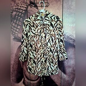 JM Collection Black and White Lightweight Shirt Jacket, Size 8